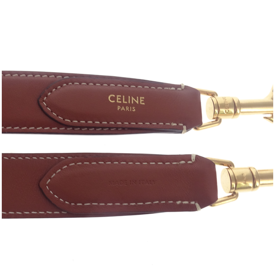 Celine Tan Calfskin and Triomphe Studs 107cm Long Strap (non-adjustable)