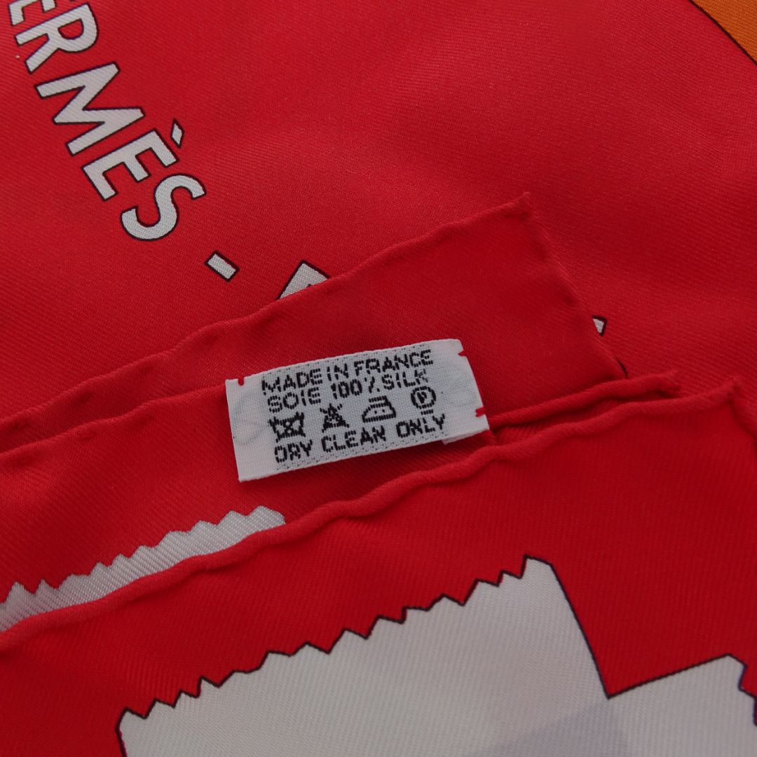 Hermes Tout En Carre Red Silk Scarf 90cm