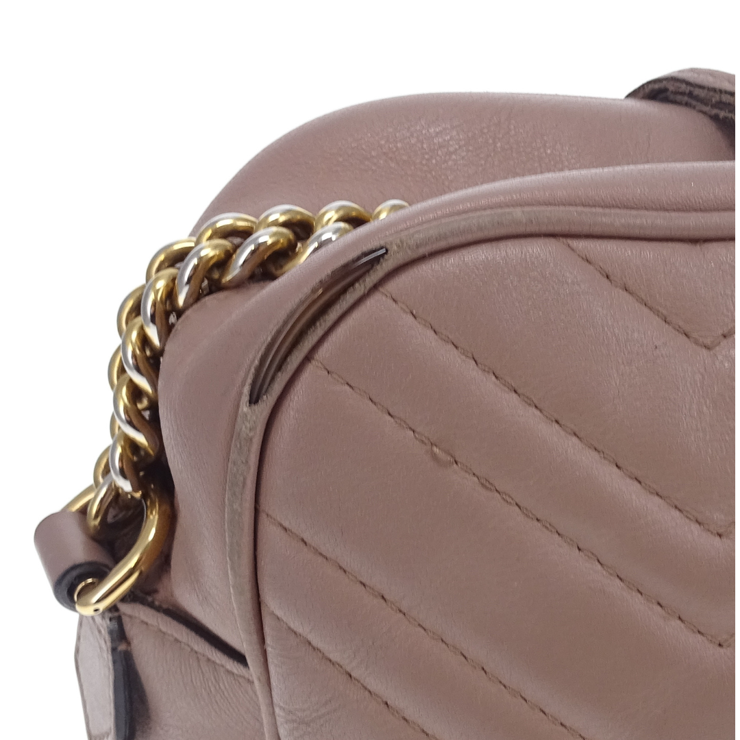 Gucci Taupe Chevron Medium Marmont Crossbody