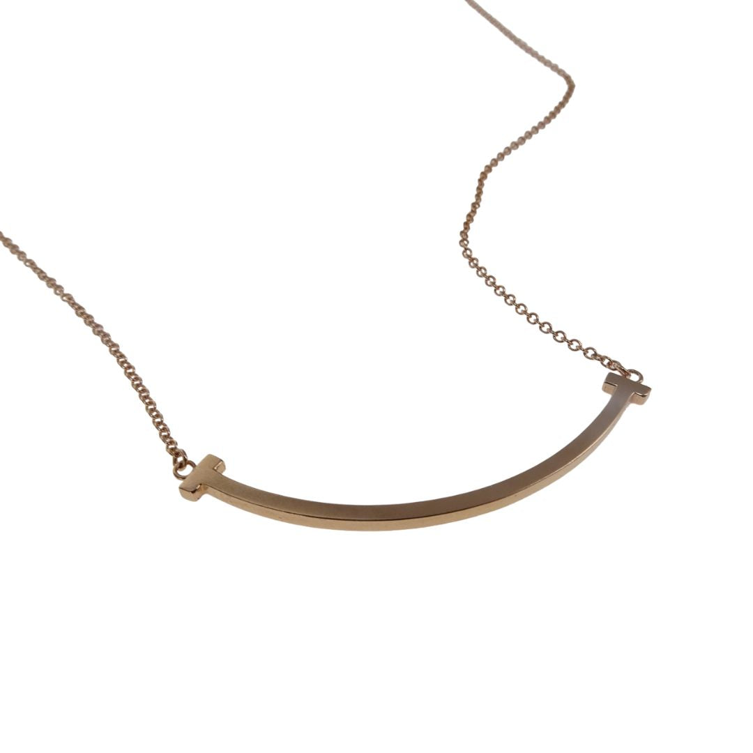 Tiffany & Co T Smile Necklace Small 18k Rose Gold