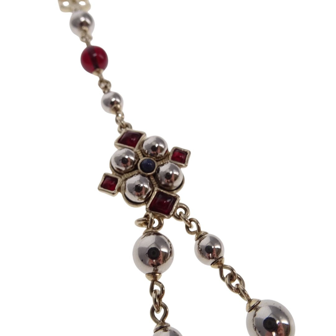 Chanel A16 Gripoix Goldtone Metal Bead And Jewel