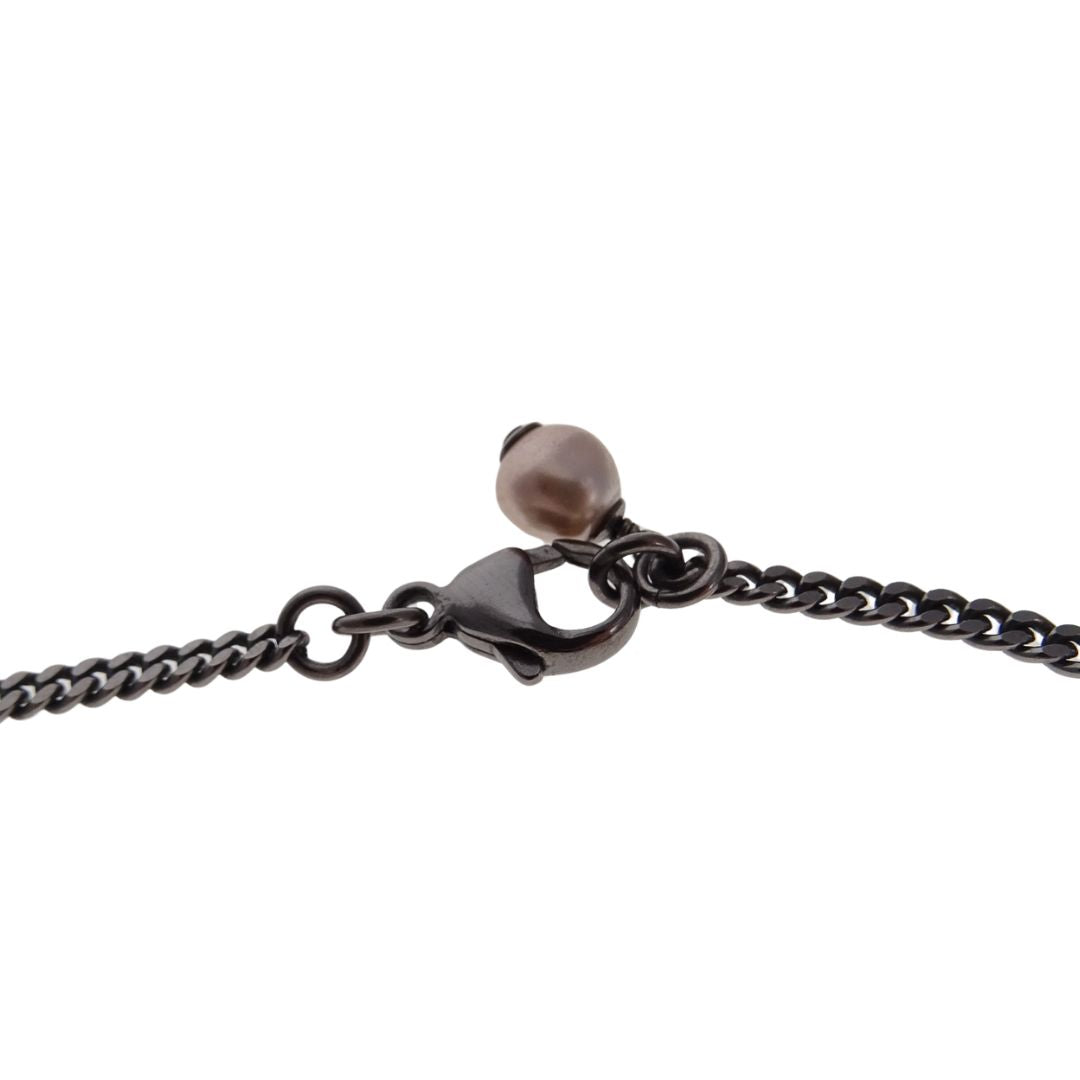 Chanel Ruthenium & Costume Pearl Cluster Pendant Necklace Short