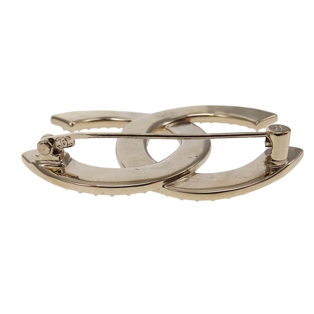 Chanel Brooch CC Goldtone and Crystal 2023