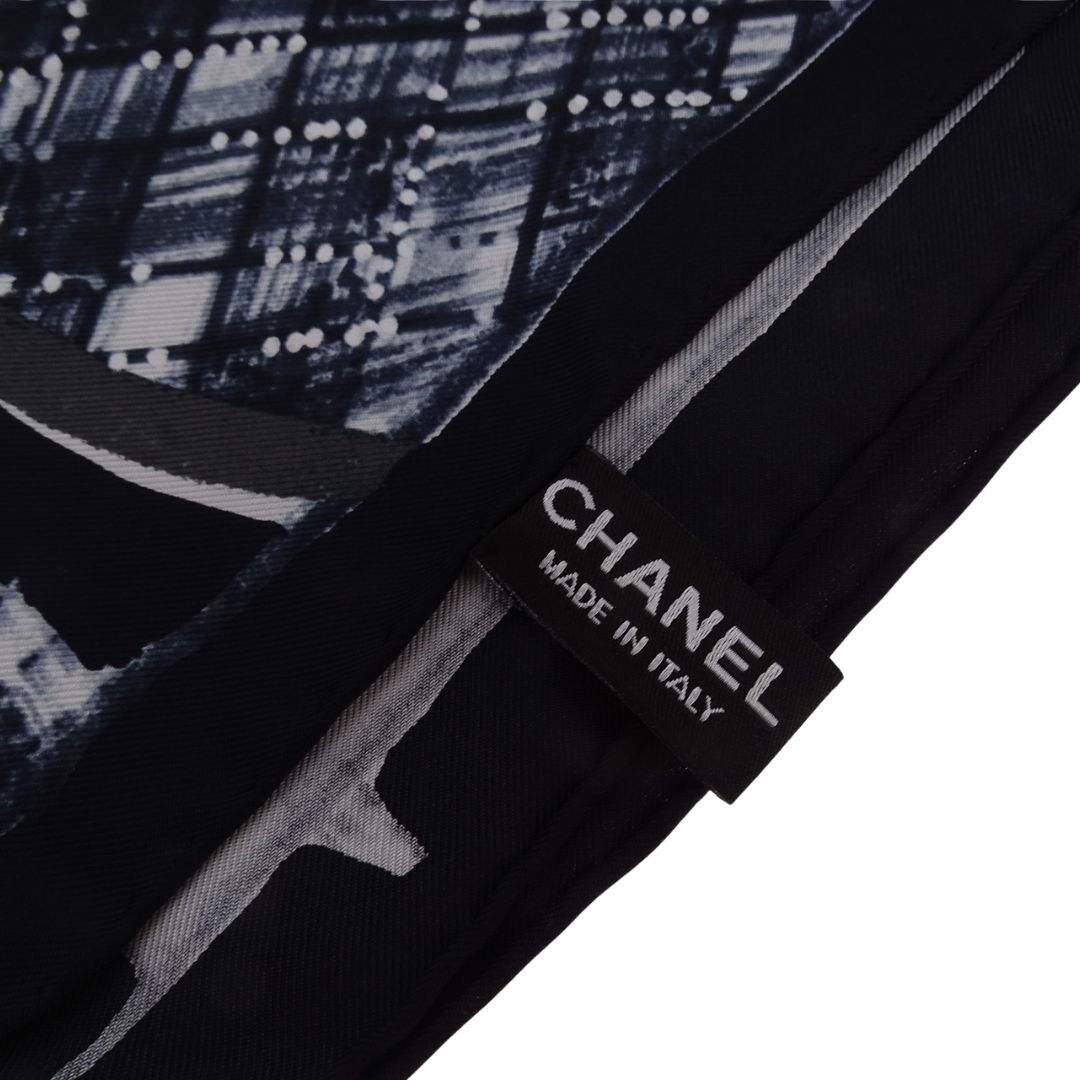 Chanel Camelia Print Artwork 90cm Silk Scarf