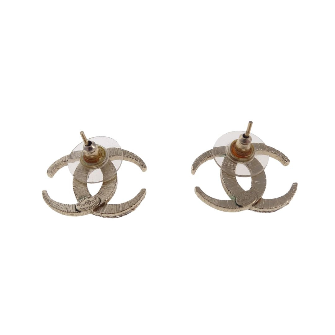 Chanel CC Strass Pale Gold Earrings 2015 Cruise Collection