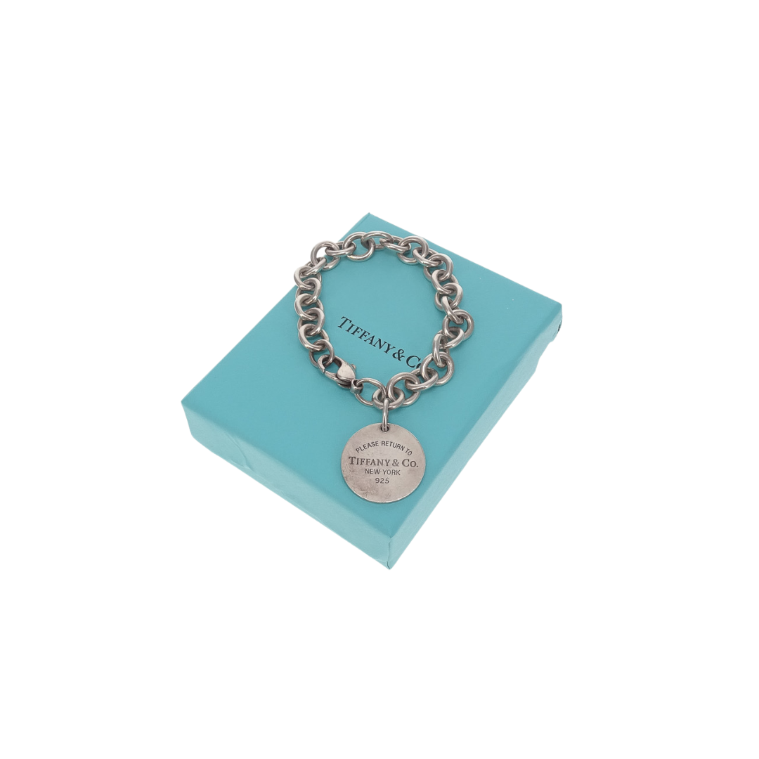 Tiffany & Co Sterling Silver Disc RTT Pendant Bracelet