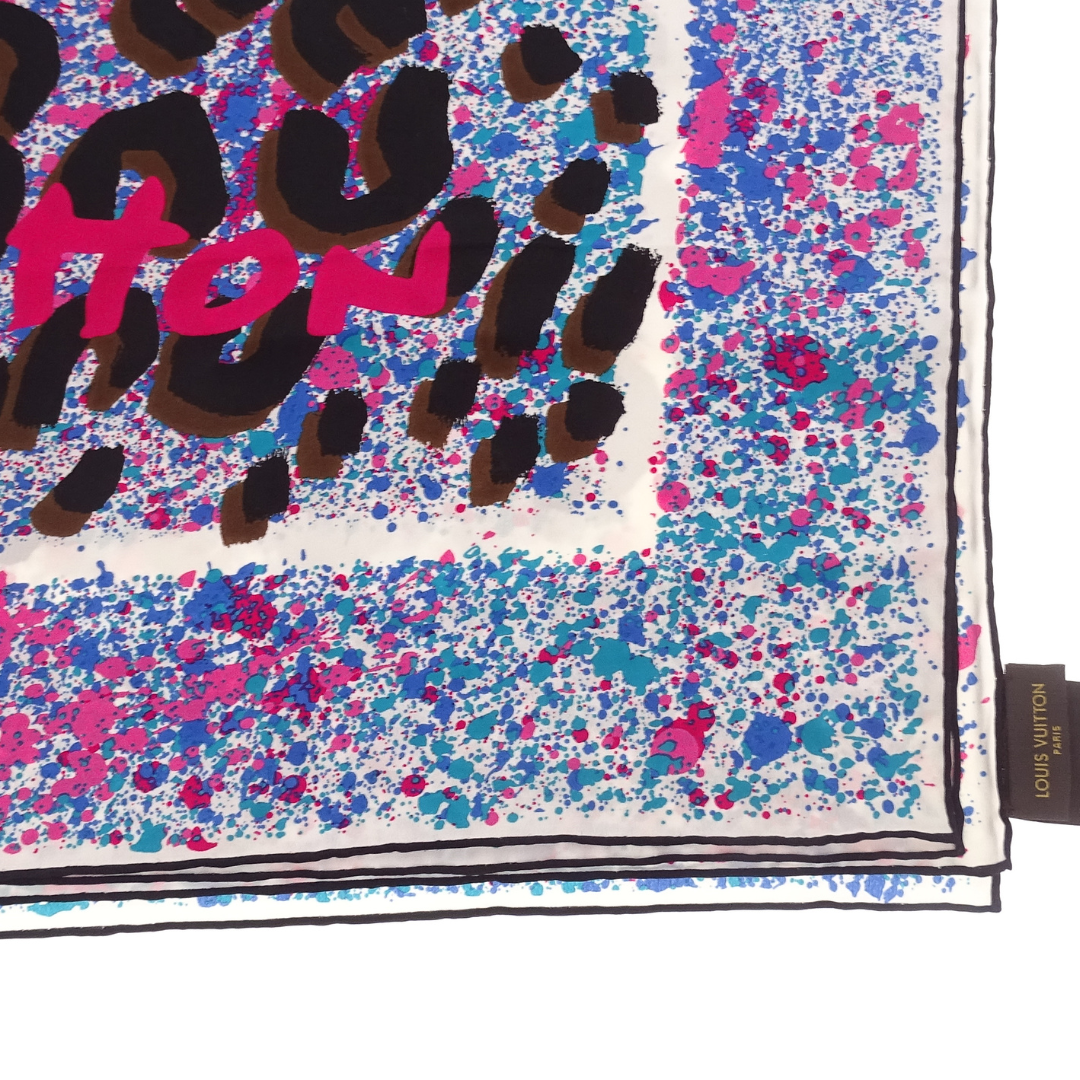 Louis Vuitton Large Silk Scarf Rare Stephen Sprouse Collection Leopard