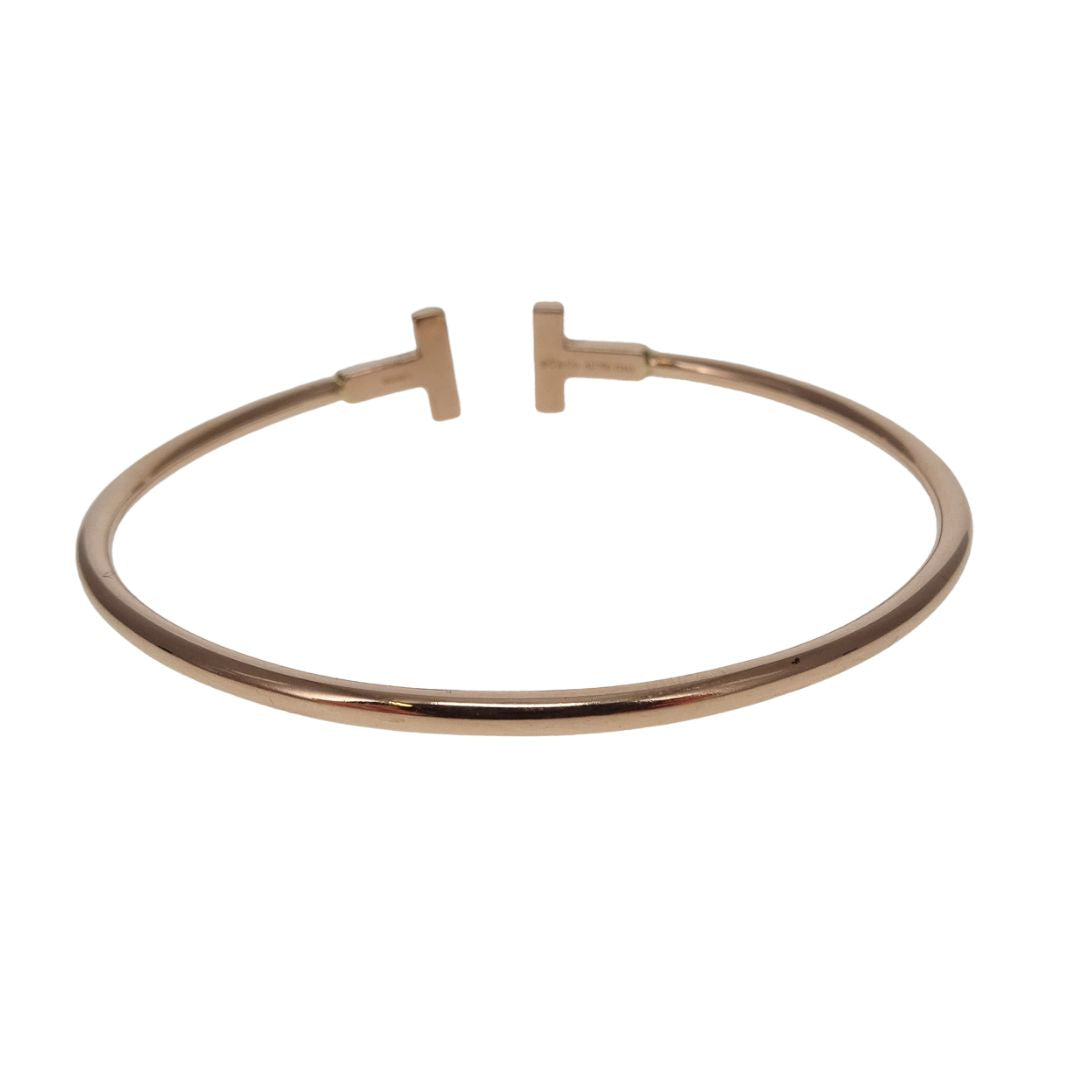 Tiffany & Co T Wire Bracelet Medium Model 18K Rose Gold (Small)