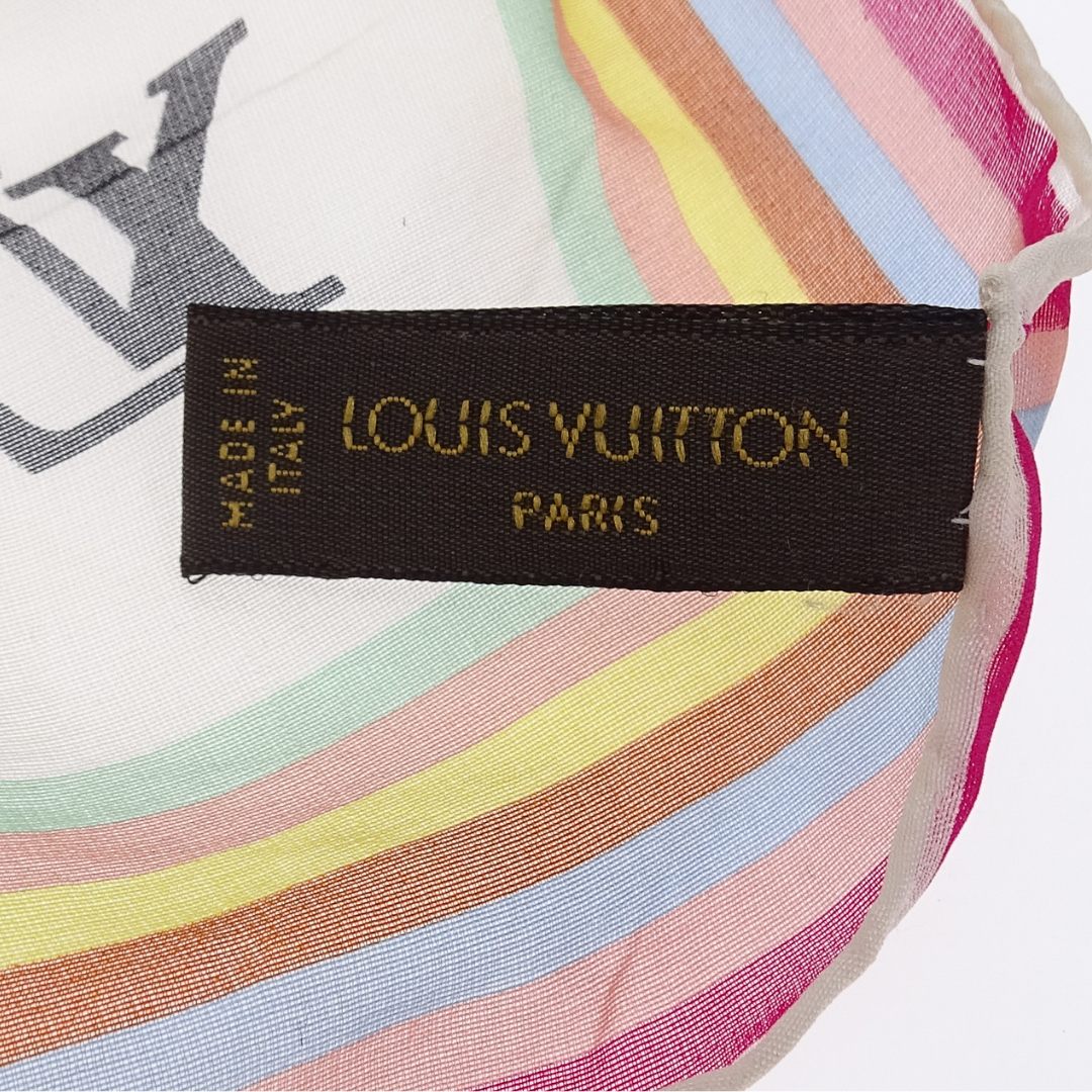 Louis Vuitton Square Scarf White/Multi Monogram 100% Silk 45cm