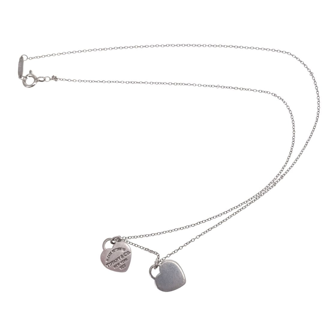 Tiffany & Co Double Mini Heart Tag In Sterling Silver With RTT