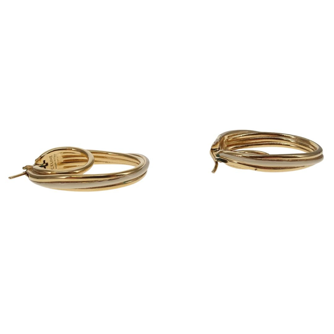 Celine Hoop Earrings Goldtone and Enamel