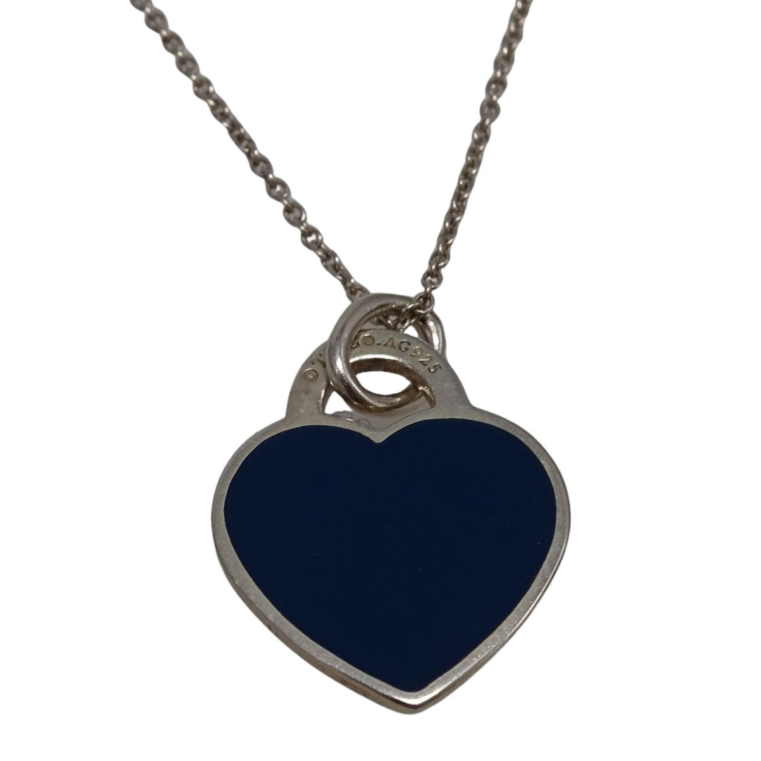 Tiffany & Co RTT Heart Tag Sterling Silver and Navy Enamel (retired colour way)