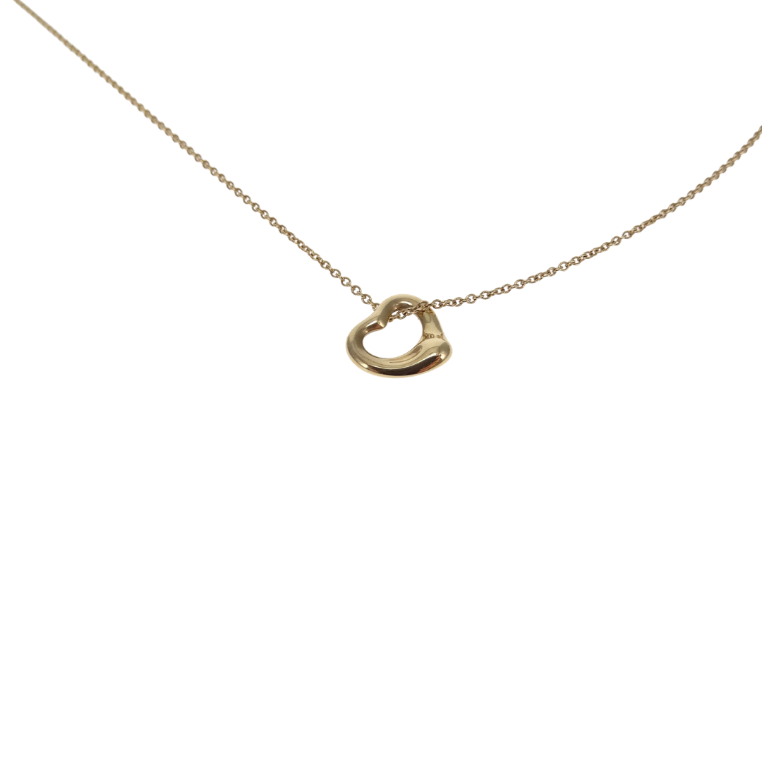Tiffany & Co 18K Gold Elsa Peretti Open Heart 11mm Necklace