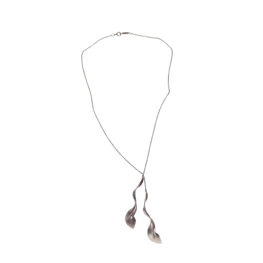 Tiffany & Co Double Orchid Frank Gehry Pendant Necklace Sterling Silver