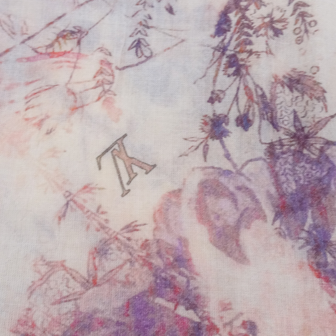 Louis Vuitton Rare Cotton Long Scarf Floral