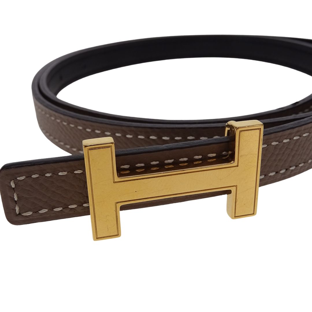 Hermes 13mm Belt with Focus Buckle Noir/Etoupe 75mm