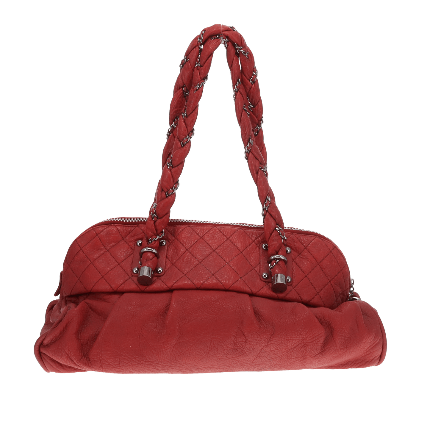 Sac bandoulière Chanel Lady Braid grand modèle rouge