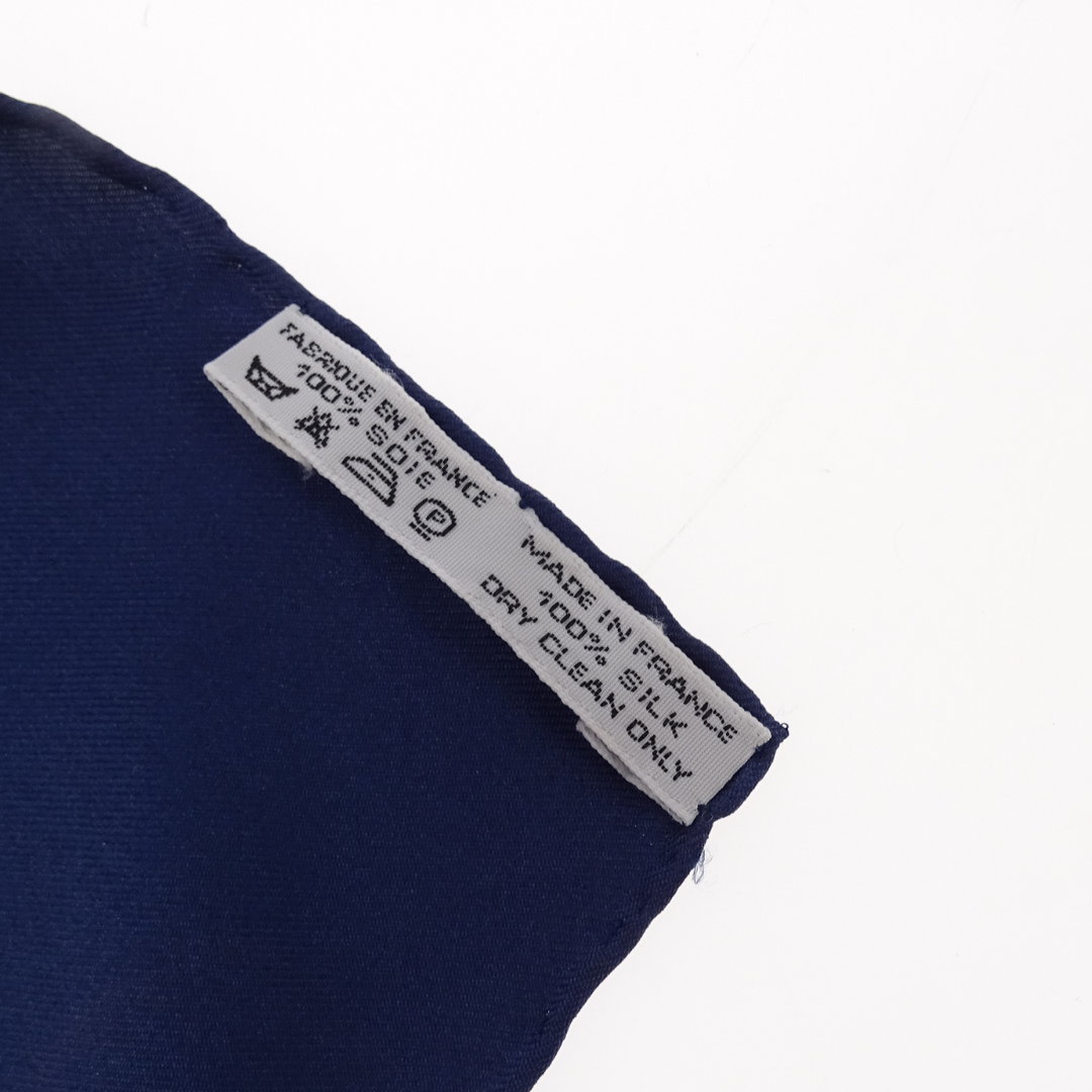 Hermes Springs Navy 100% Silk Scarf 90