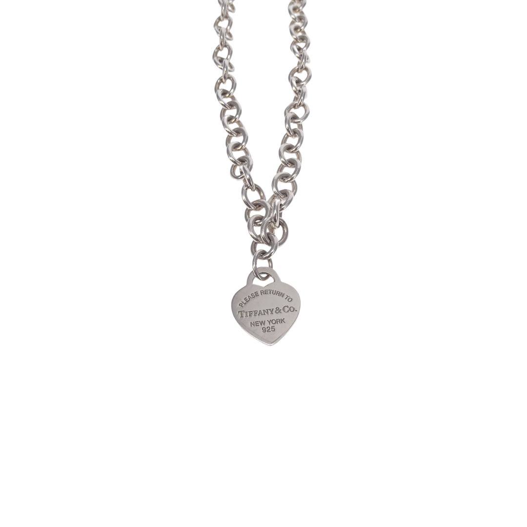 Tiffany & Co Sterling Silver RTT Choker With Heart Pendant 925
