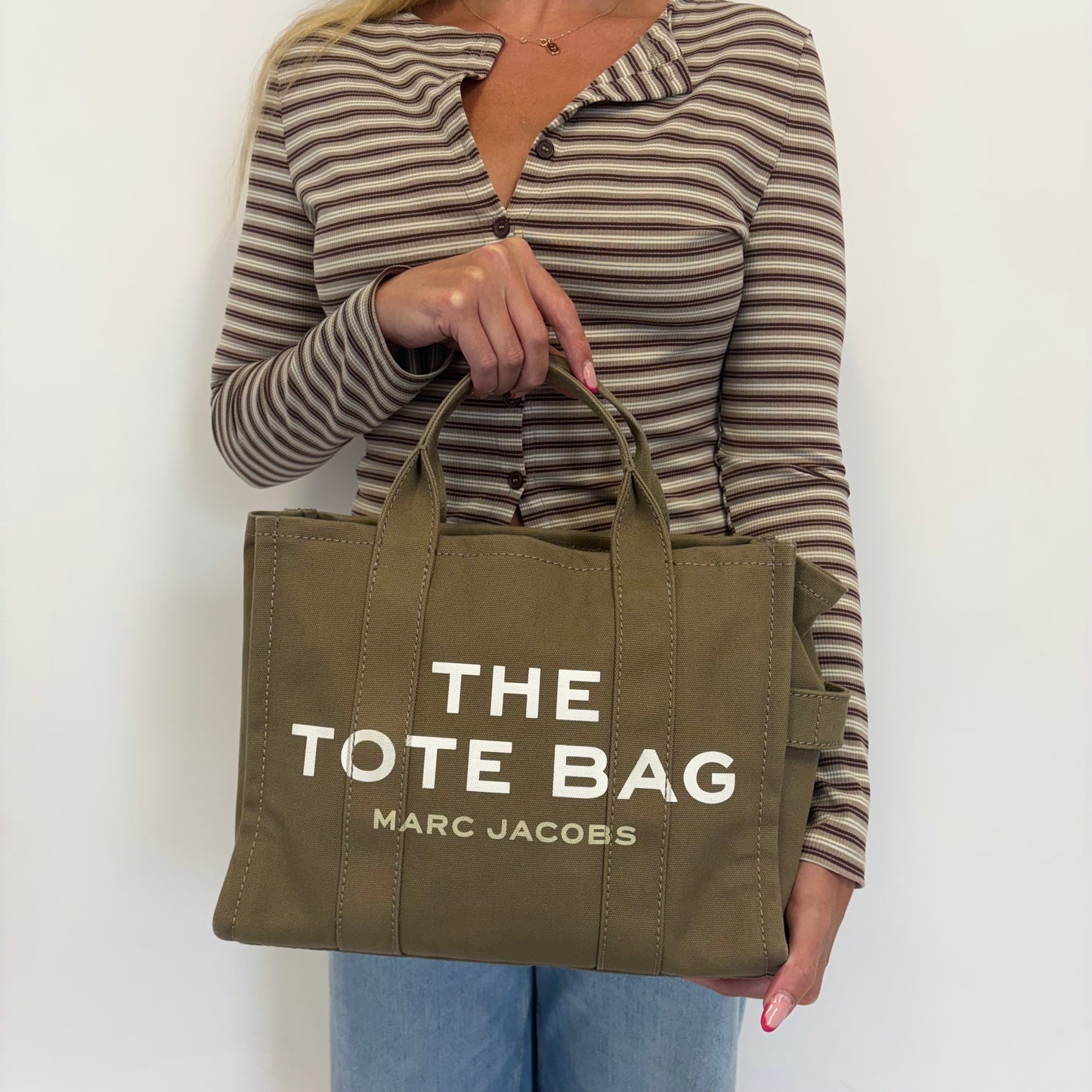 Marc Jacobs The Tote Bag Medium Khaki Canvas/Black Strap
