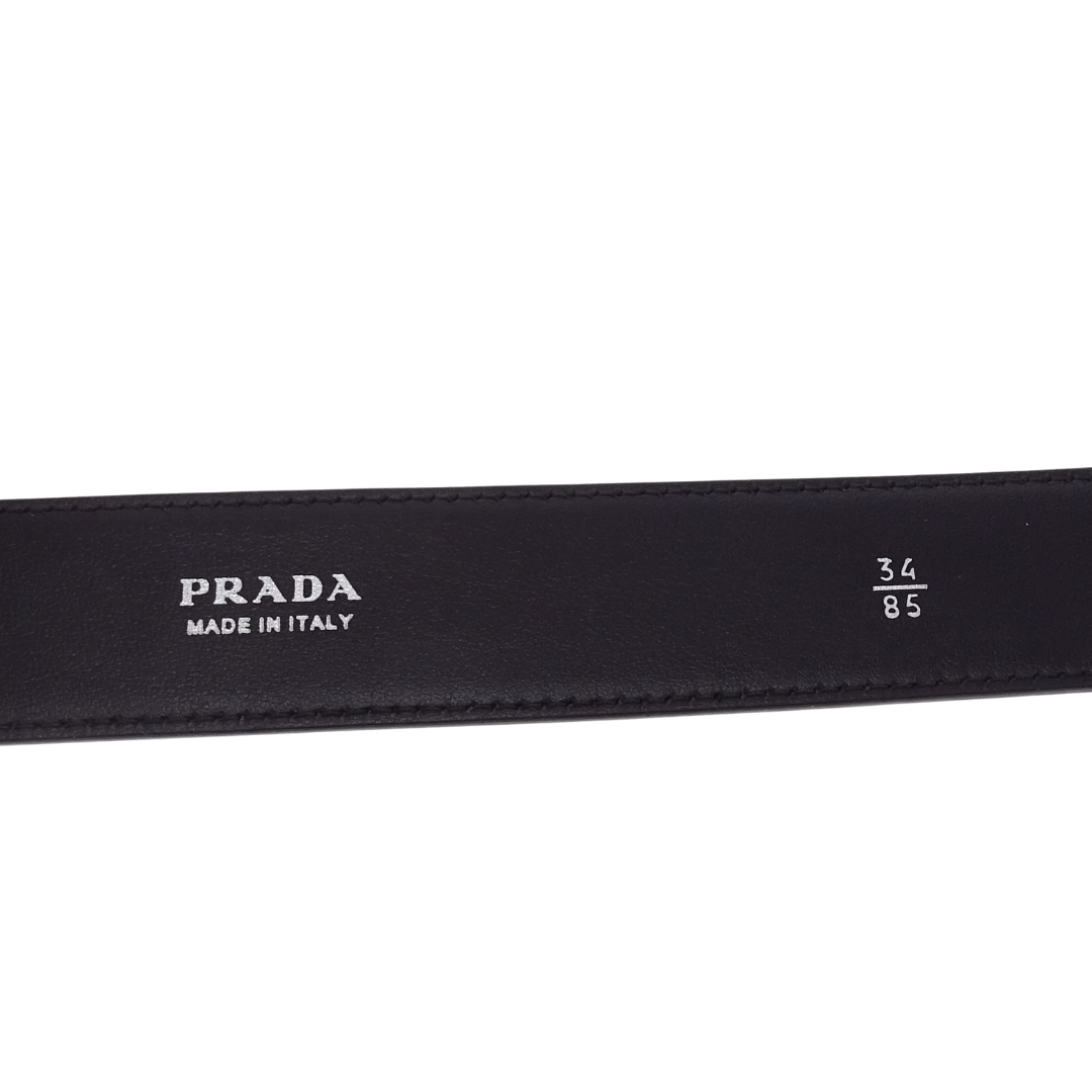 Prada Triangle Belt Black Saffiano 85cm