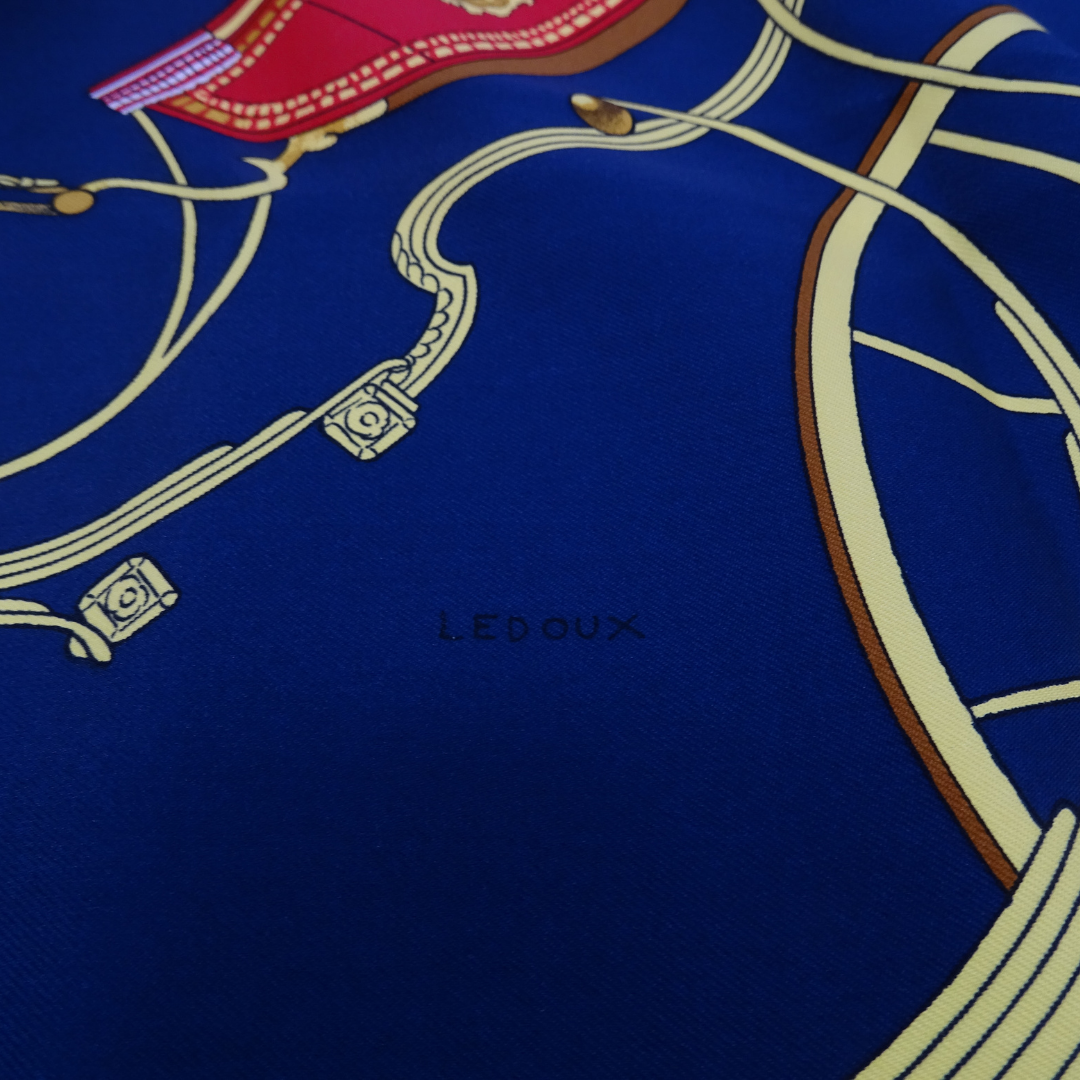 Hermes Springs Navy 100% Silk Scarf 90