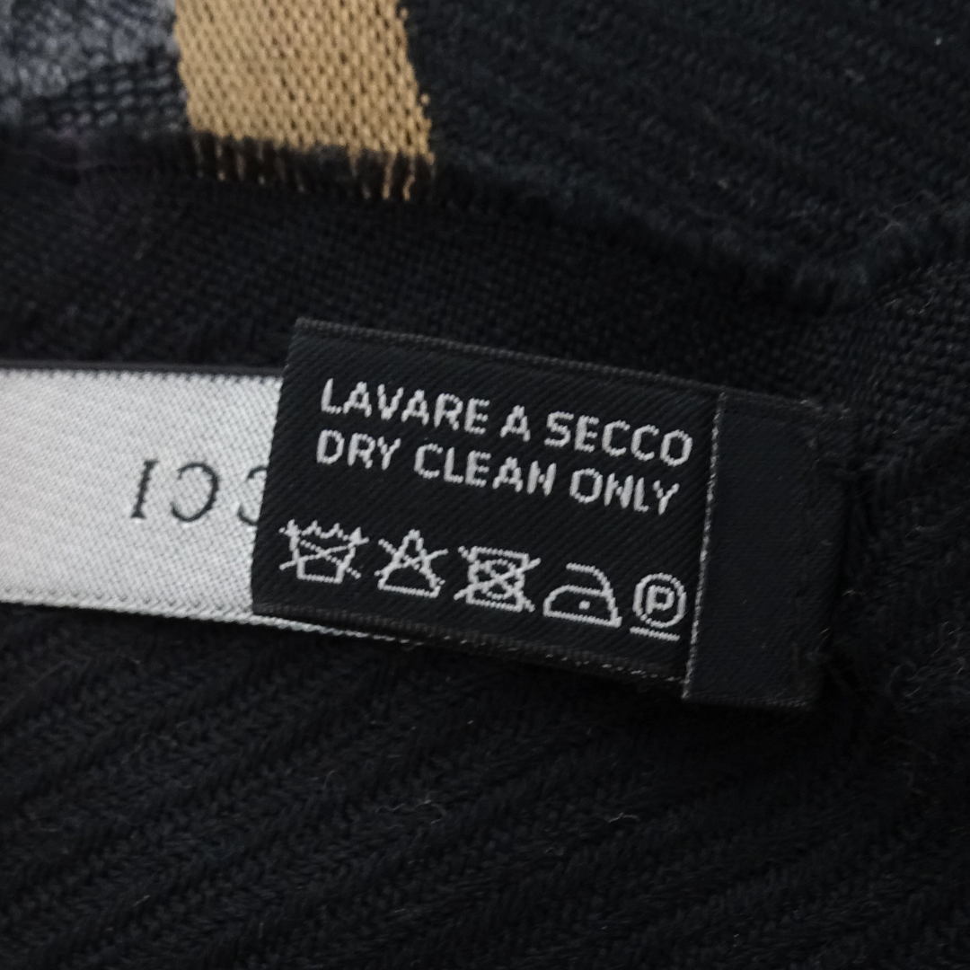 Gucci Wool & Silk Gold Stripe & Black Scarf