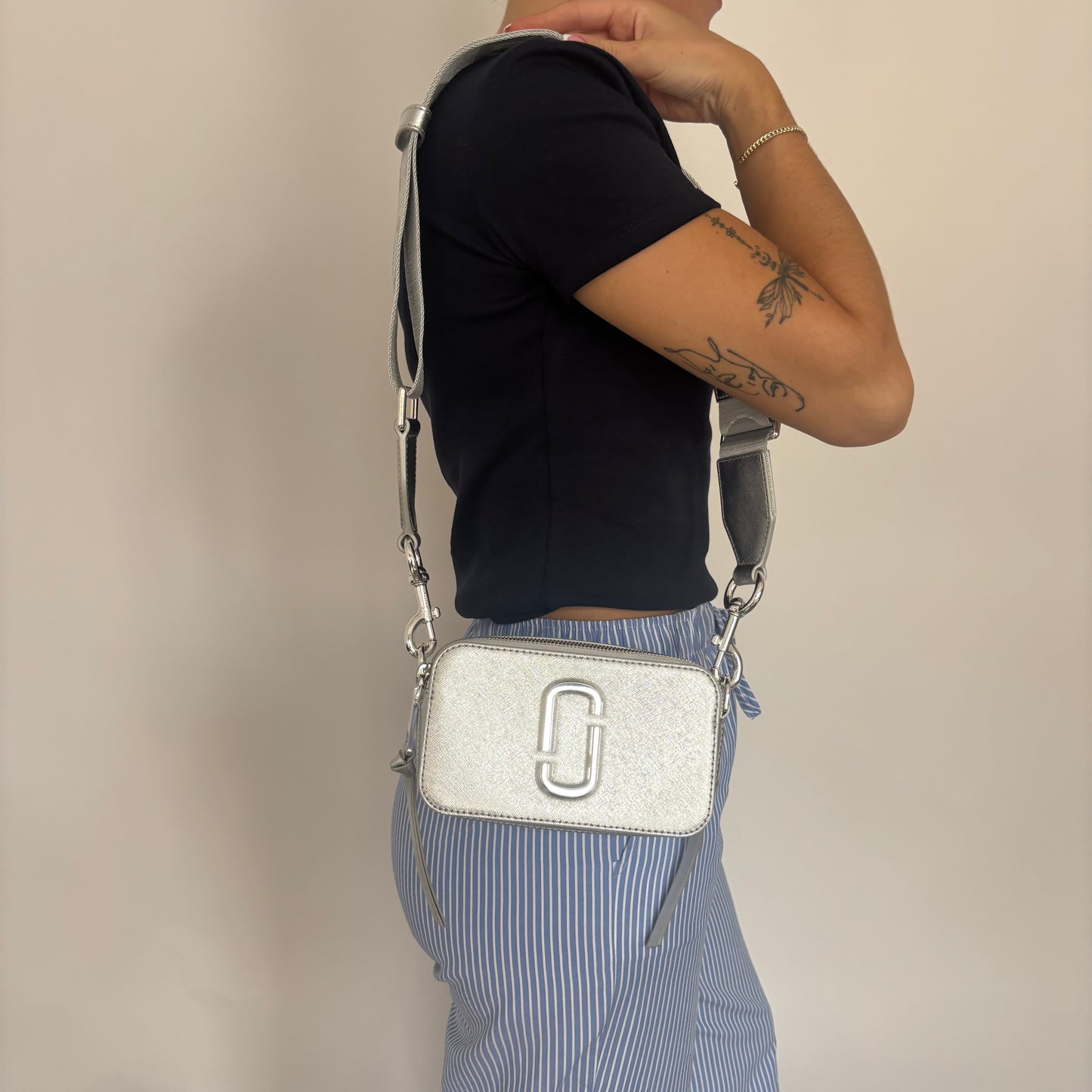Marc Jacobs The Snapshot Metallic Silver Crossbody SH