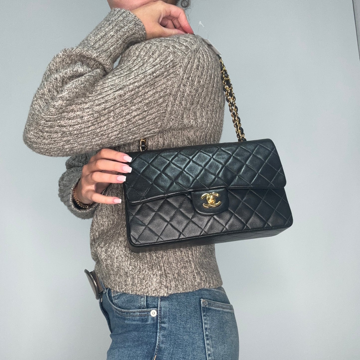 Chanel Classic Double Flap Medium Black GHW 91/94