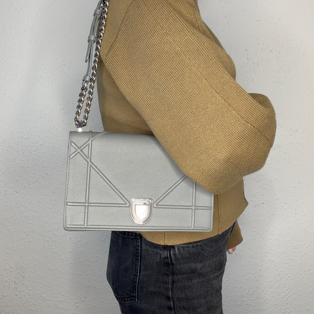 Dior Diorama Flap Grey Leather SHW 2016