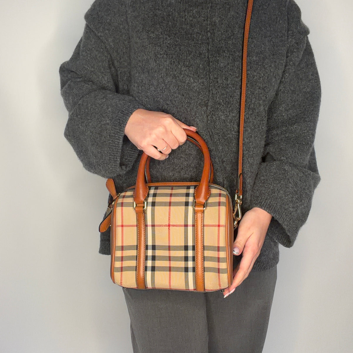 Burberry Alchester Mini Bowling Bag In House Check