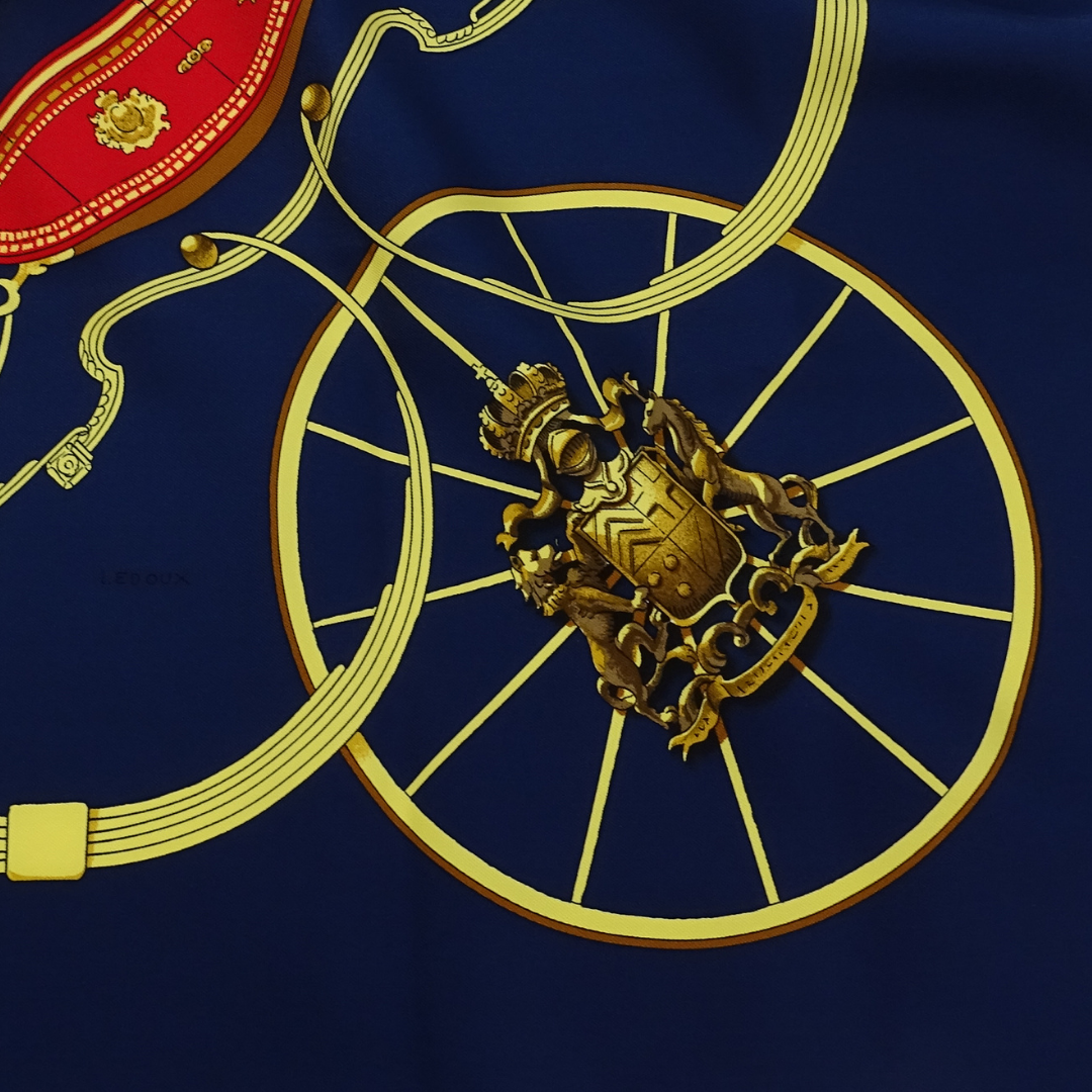 Hermes Springs Navy 100% Silk Scarf 90