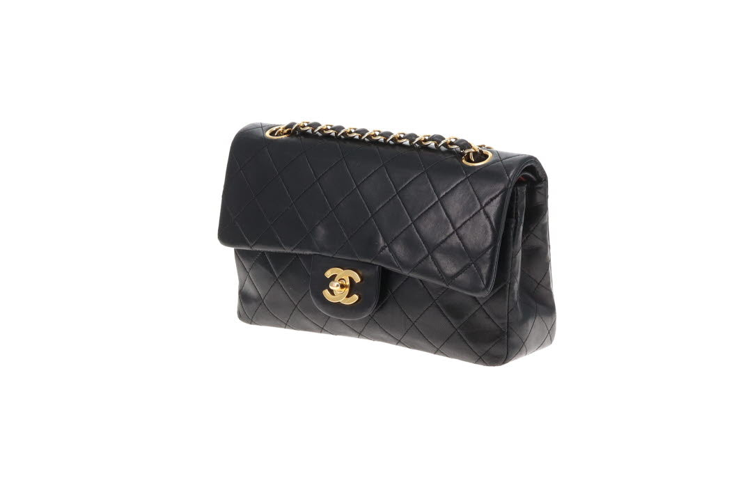 Chanel Vintage Black Lambskin Classic Flap 1989/91