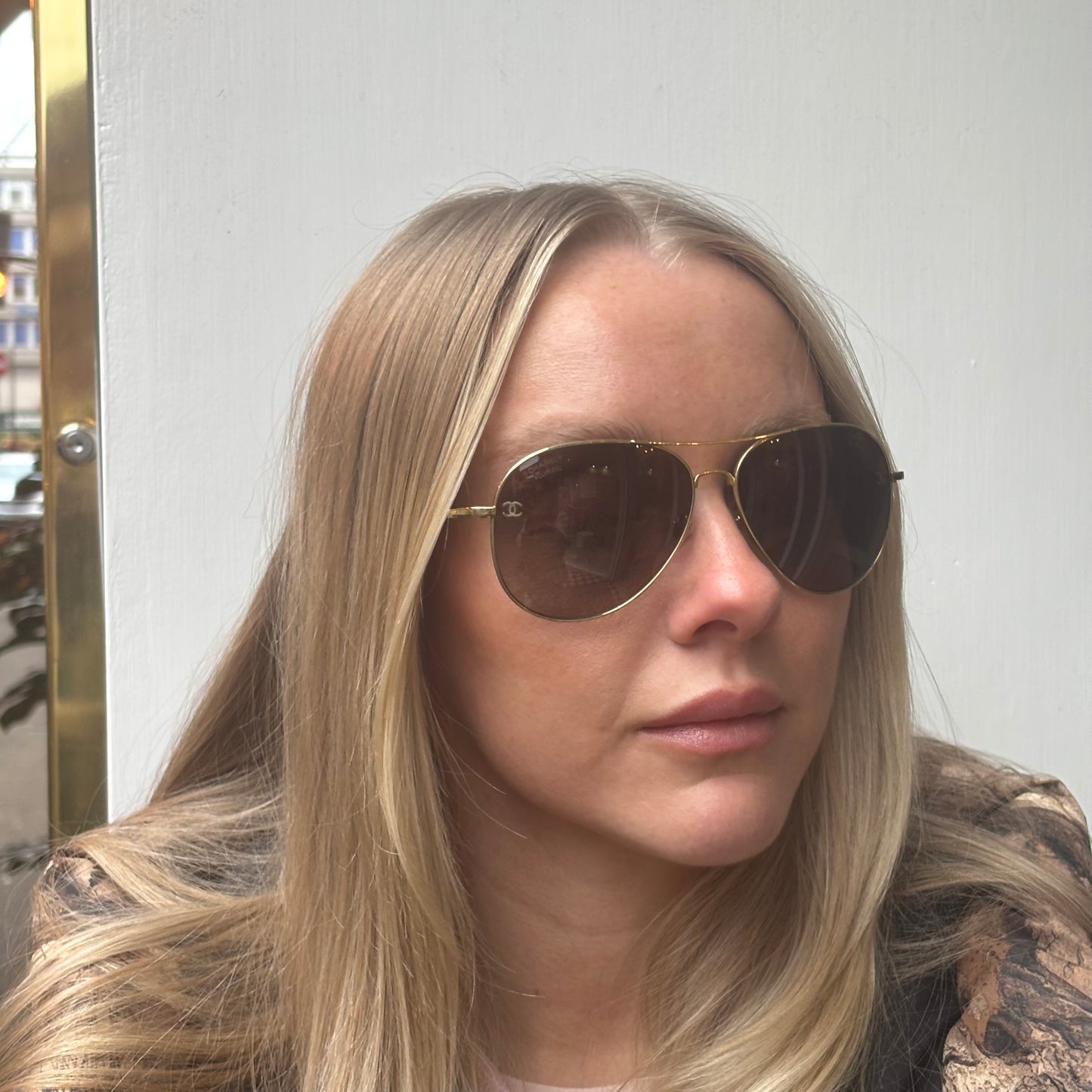 Chanel 4189 Polarized Aviators Goldtone