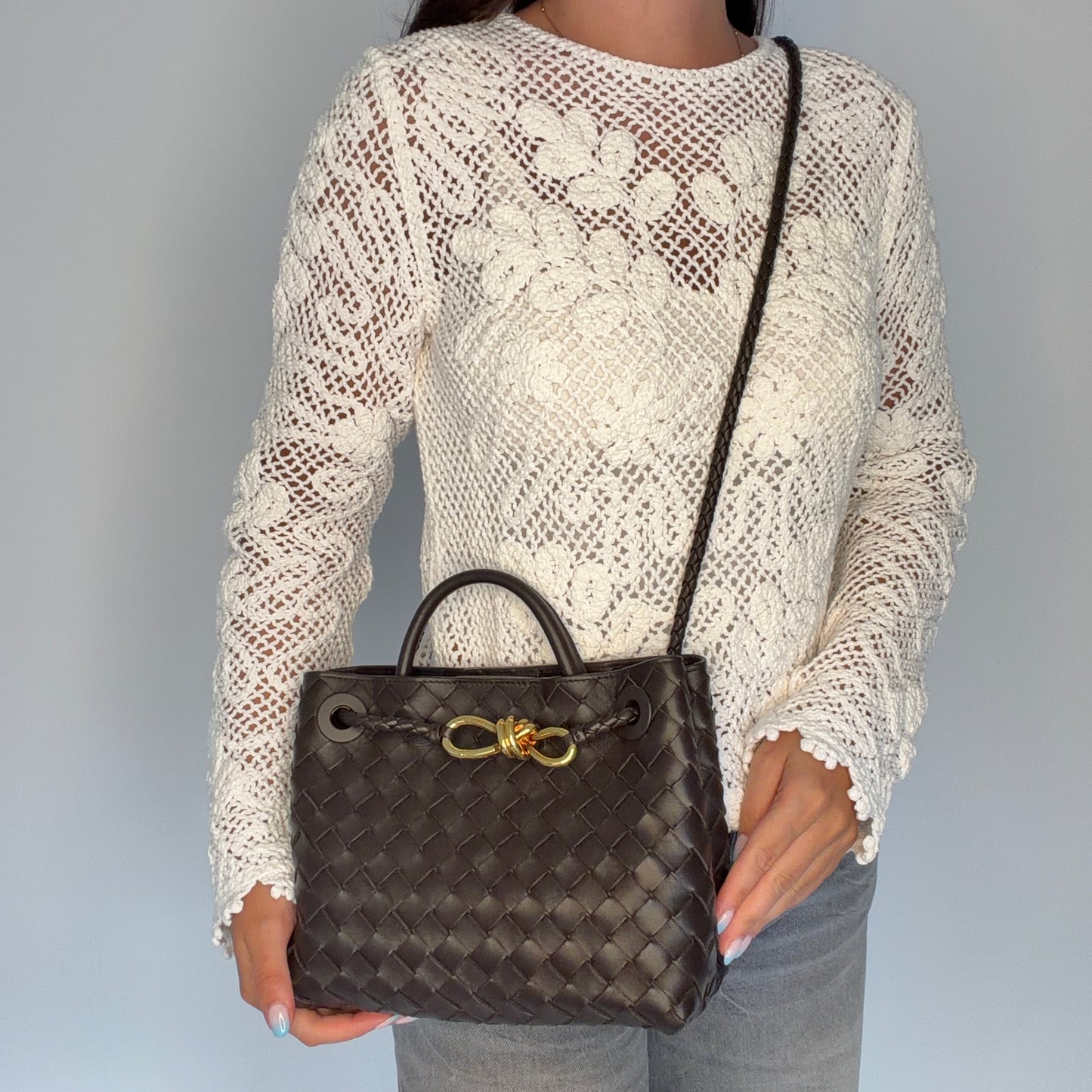Bottega Veneta Andiamo Small Fondant Intrecciato GHW