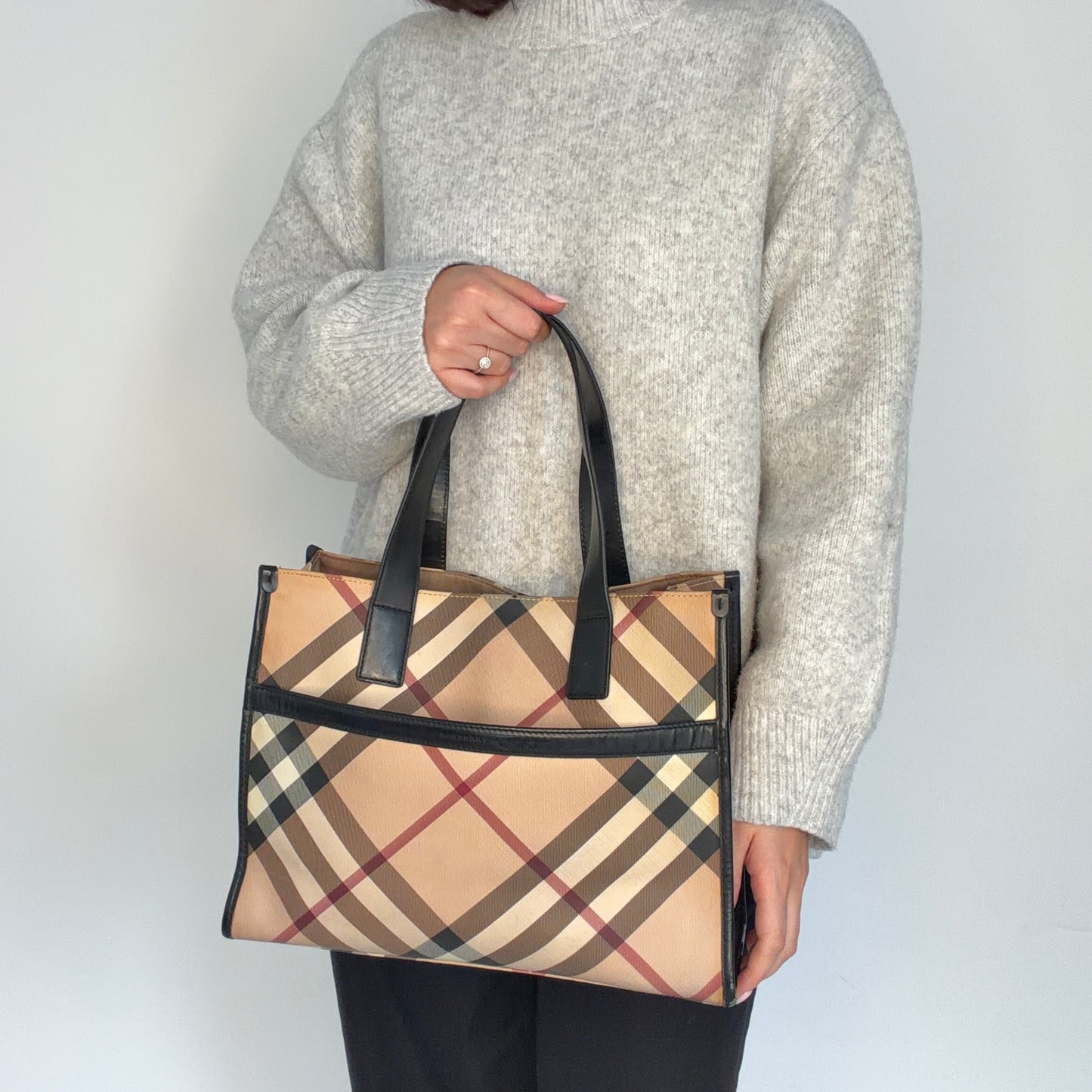 Burberry Front Pocket Tote Bag Check