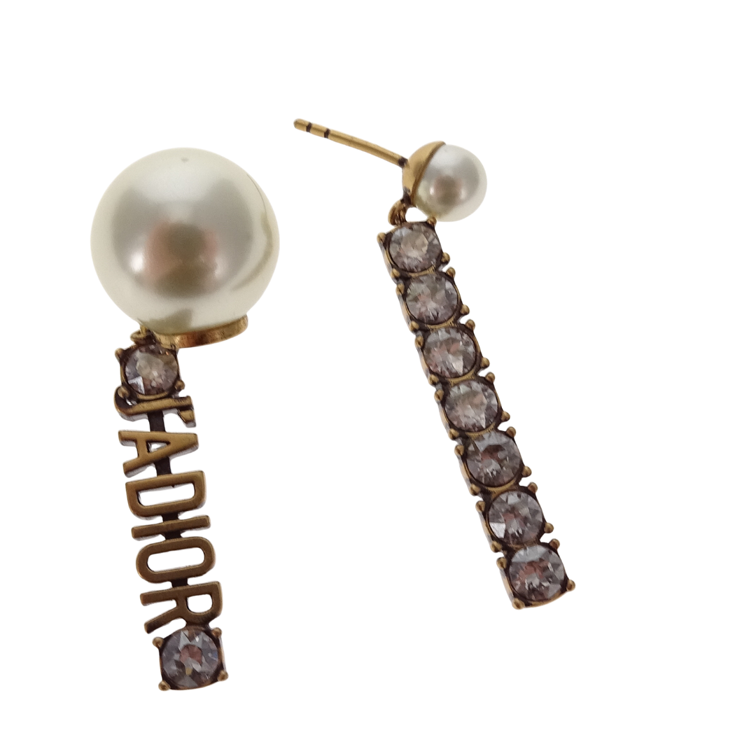 Dior J'adior Tribales Earrings Goldtone and Diamante