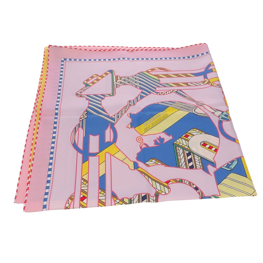 Hermes Tatersale En Zigzag 90 Scarf 100% Silk