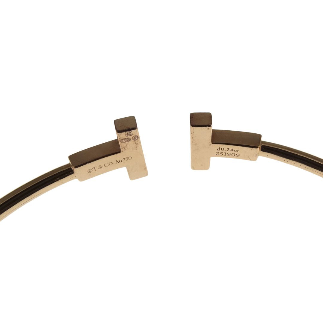 Tiffany & Co T Wire Bracelet 18k Rose Gold and Diamond