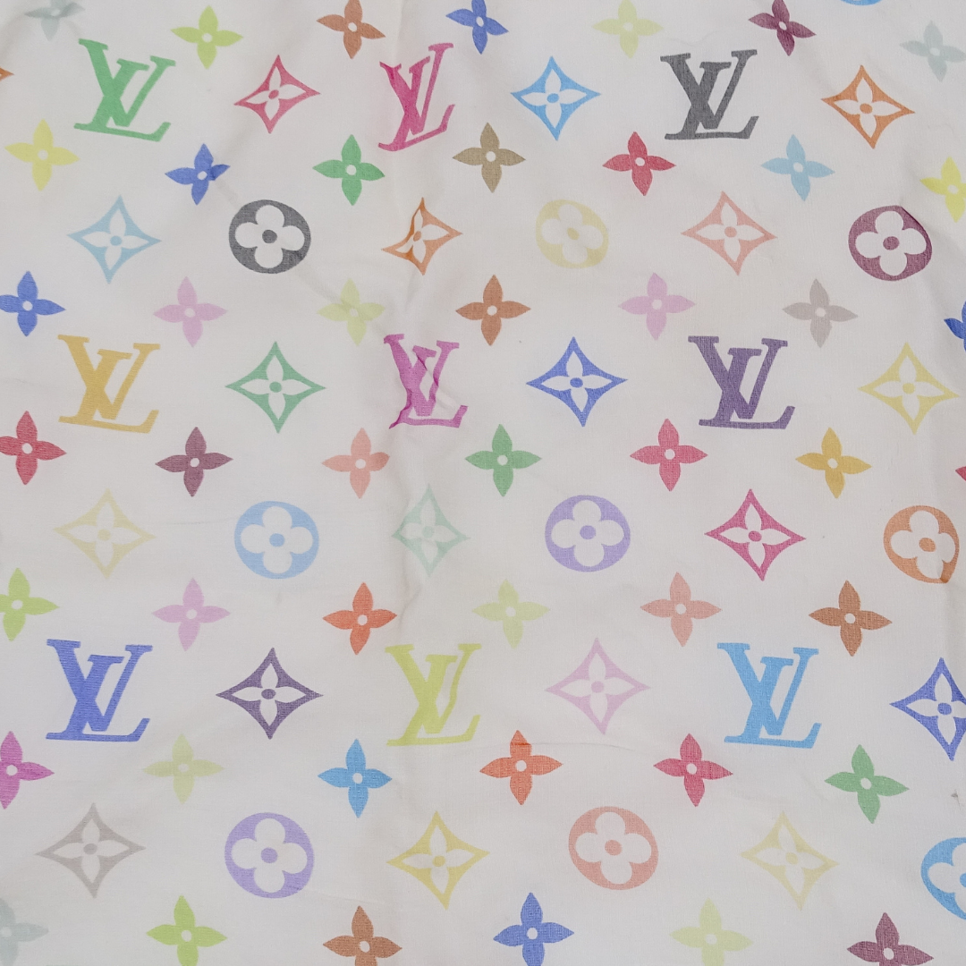 Louis Vuitton Square Scarf White/Multi Monogram 100% Silk 45cm