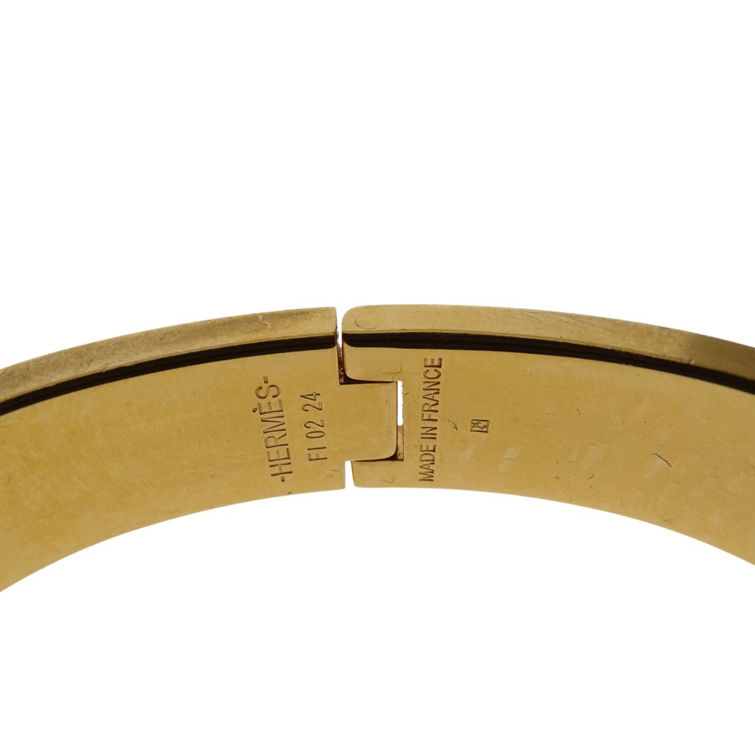 Hermes Clic H Bracelet Marron Glace Petit Modele Gold