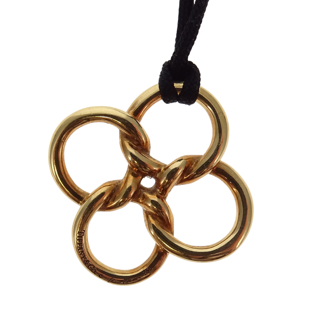 Tiffany & Co Elsa Peretti 18k Yellow Gold Quadrifoglio Pendant On Cord