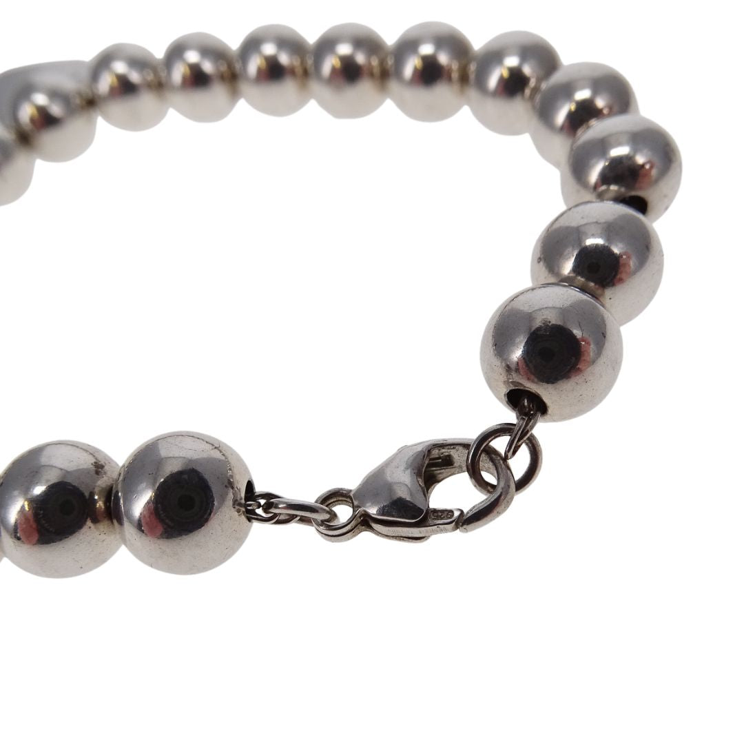 Tiffany & Co RTT Heart Tag Beaded Bracelet Sterling Silver
