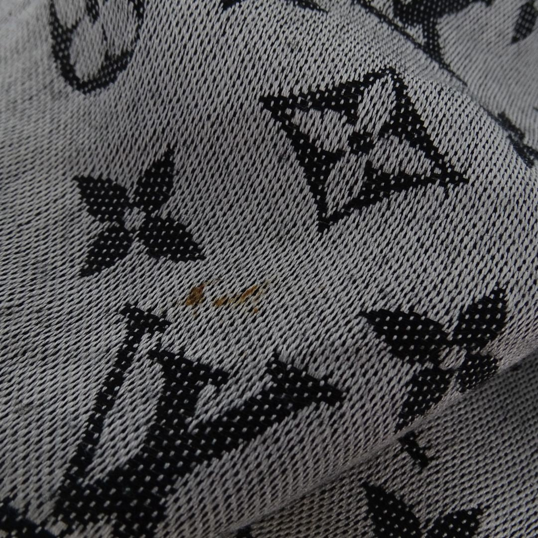 Louis Vuitton Shawl Monogram Silk & Wool Black & Silver