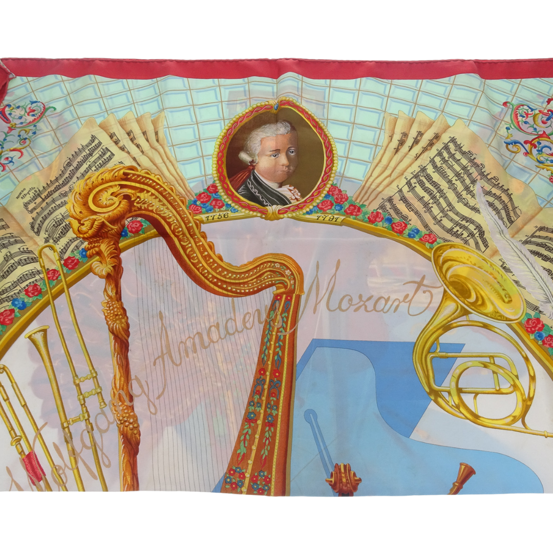 Hermes 100% Silk Wolfgang Amadeus Mozart 90cm Scarf