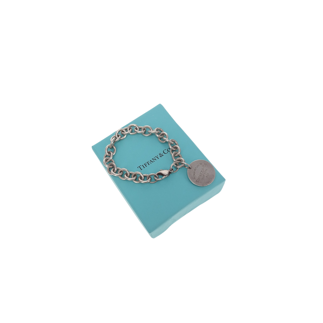 Tiffany & Co Sterling Silver Disc RTT Pendant Bracelet