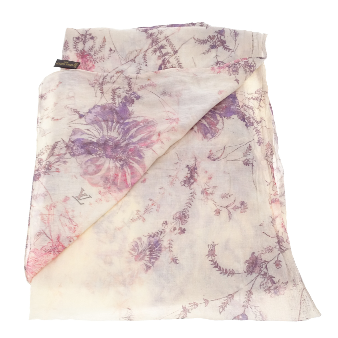 Louis Vuitton Rare Cotton Long Scarf Floral