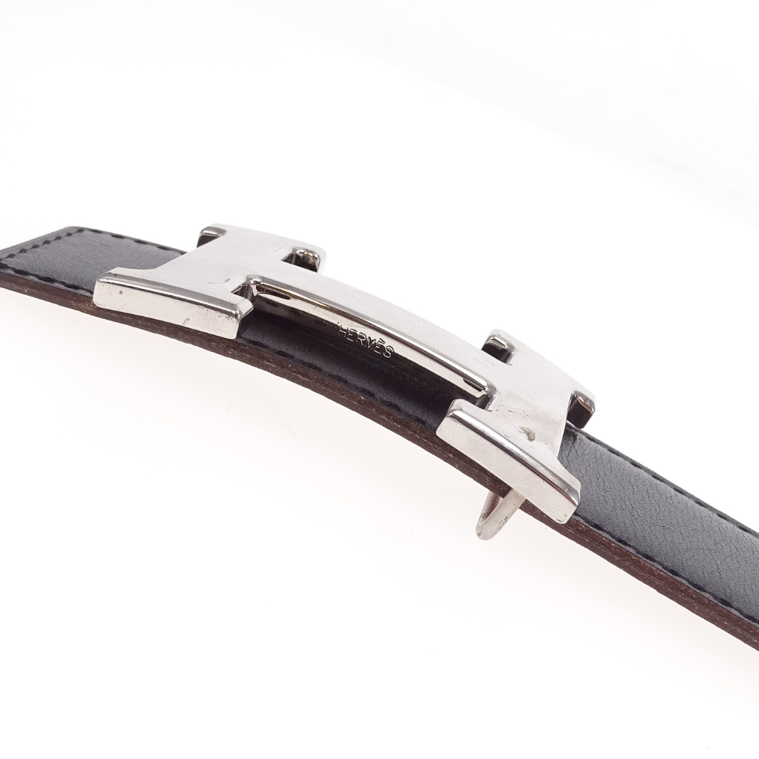 Hermes Swift & Epsom Reversible Belt With Palladium H Buckle Gold & Black 90cm 2004