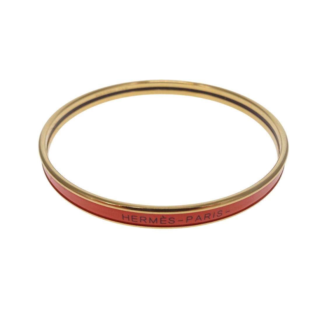Hermes Uni Bangle Orange Enamel and GHW