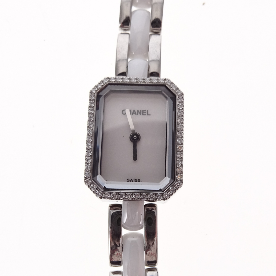 Chanel Première Ceramic Watch Steel and White Ceramic with Diamond Surround Face